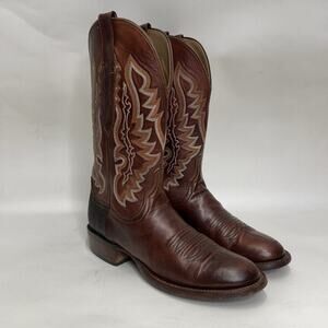 Lucchese 1833 Calfskin Scout Dress Boot size 8.5 color brown made in USA Lucchese | Shoes | Lucchese Brown Leather Western Boots  main image 4